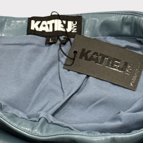 KatieJ NYC Faux Leather Mini Skirt – Blue, Size L (Girls) - Picture 3 of 3
